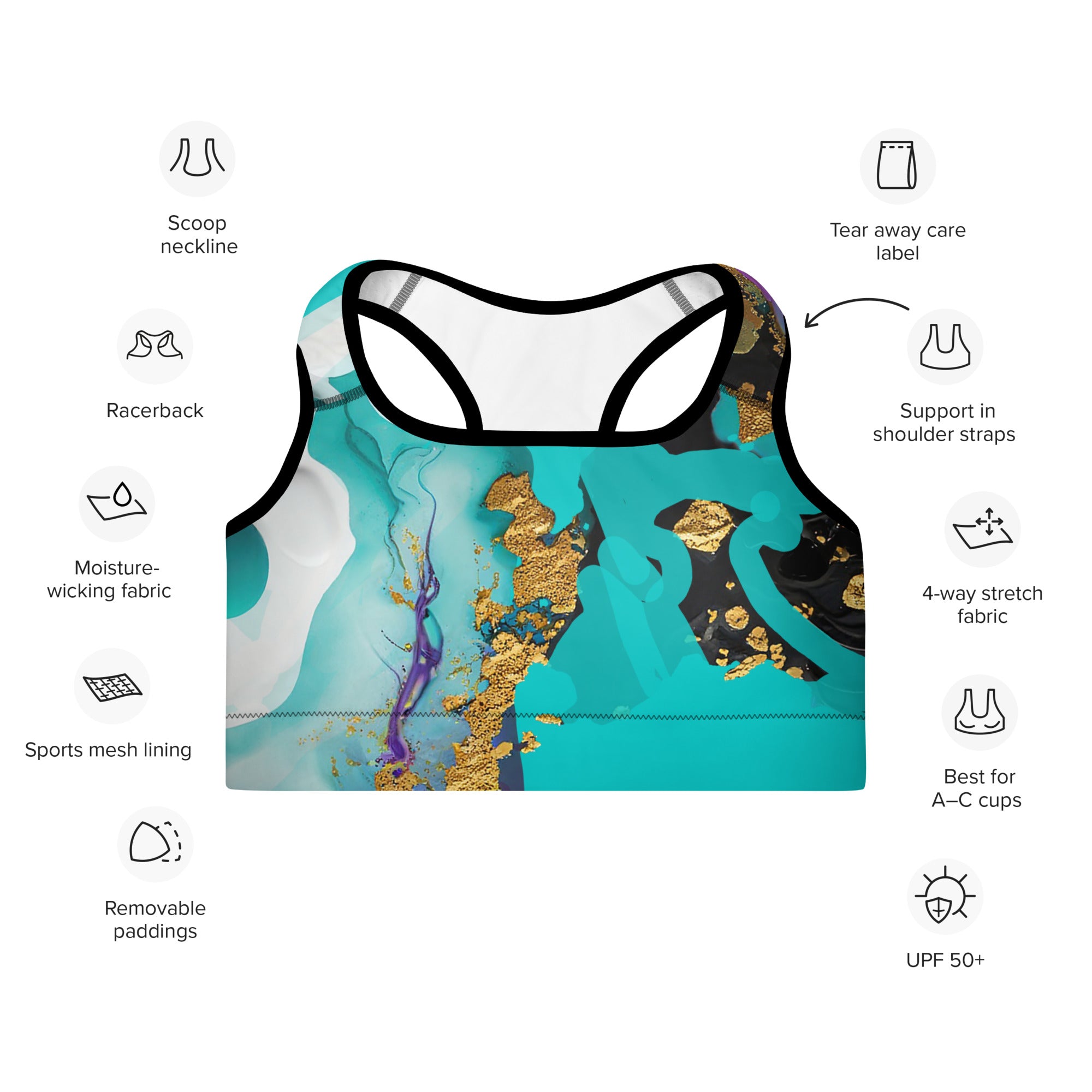 Gym Top for Women. Sports Bra. Fitness top or Dance top. Yoga top or bra for pilates. Artz by WickedYo.